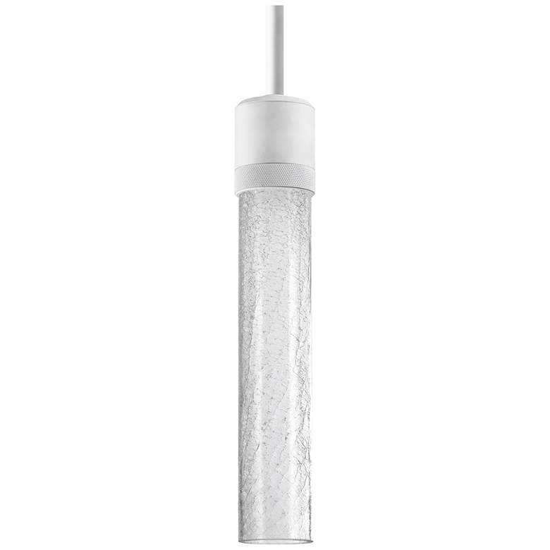 Image 1 Zigrina 3 inch LED 3CCT Cylindrical Pendant, 12 inch Crackle Glass, White