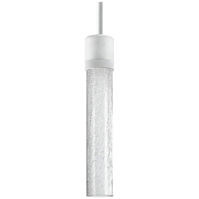 Image 1 Zigrina 3" LED 3CCT Cylindrical Pendant, 12" Crackle Glass, White