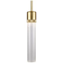 Zigrina 3" LED 3CCT Cylindrical Pendant, 12" Fluted Glass Aged Br