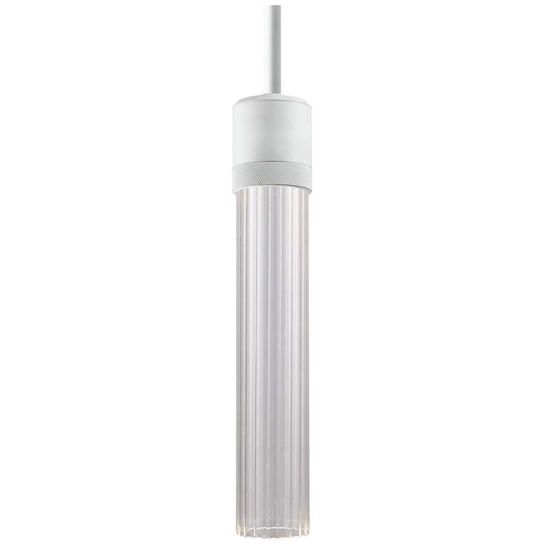 Image 1 Zigrina 3" LED 3CCT Cylindrical Pendant, 12" Fluted Glass and Whi