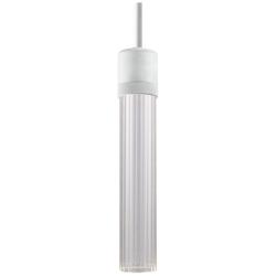 Zigrina 3&quot; LED 3CCT Cylindrical Pendant, 12&quot; Fluted Glass and Whi