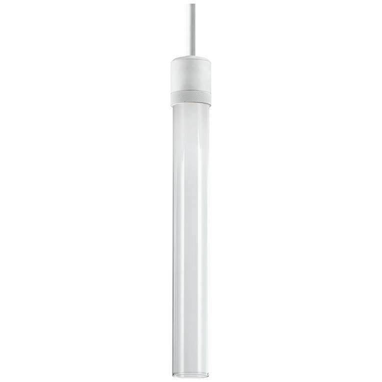 Image 1 Zigrina 3" LED 3CCT Cylindrical Pendant, 18" Clear Glass Matte Wh