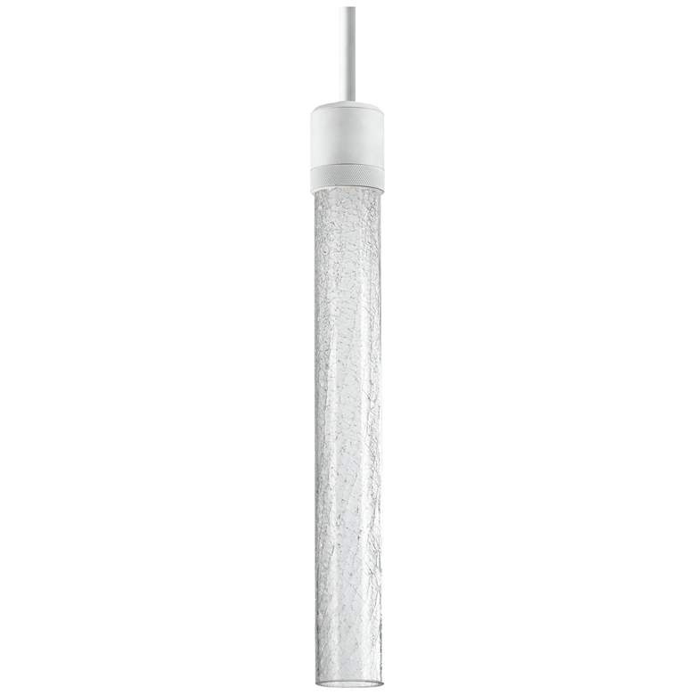 Image 1 Zigrina 3 inch LED 3CCT Cylindrical Pendant, 18 inch Crackle Glass, White