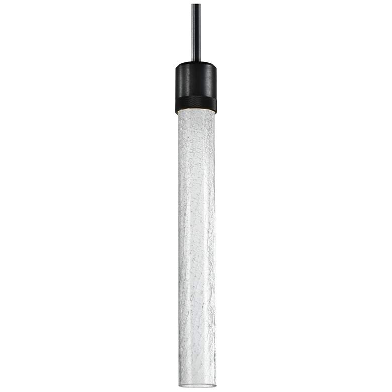 Image 1 Zigrina 3" LED 3CCT Cylindrical Pendant 18" Crackled Glass and Bl