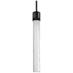 Zigrina 3" LED 3CCT Cylindrical Pendant 18" Crackled Glass and Bl