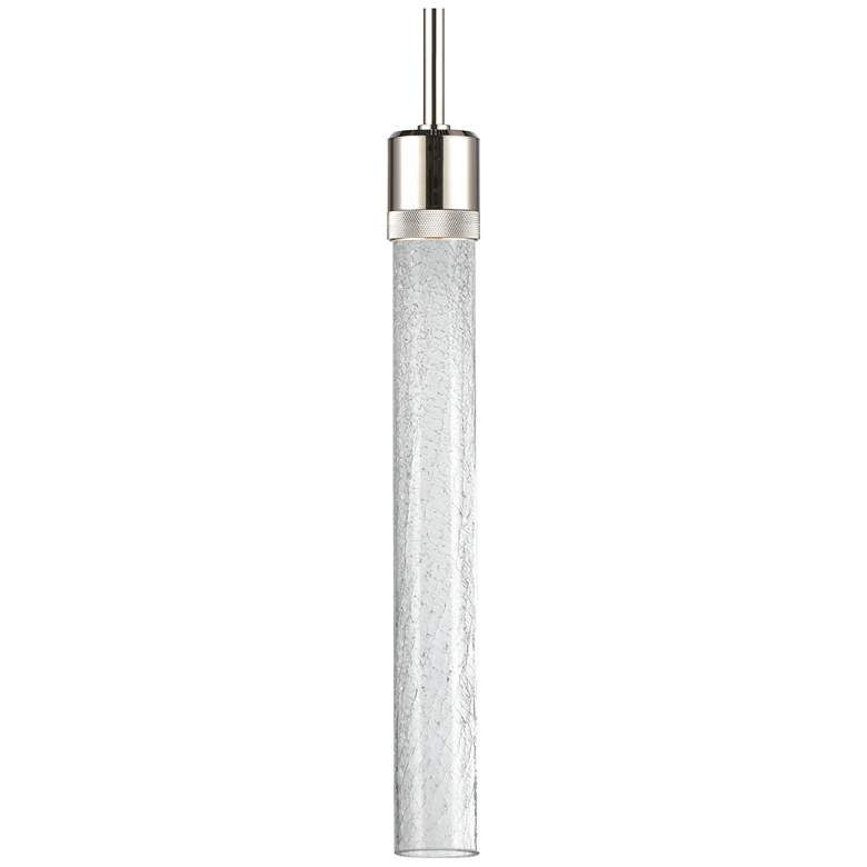 Image 1 Zigrina 3" LED 3CCT Cylindrical Pendant, 18" Crackled Glass Nicke