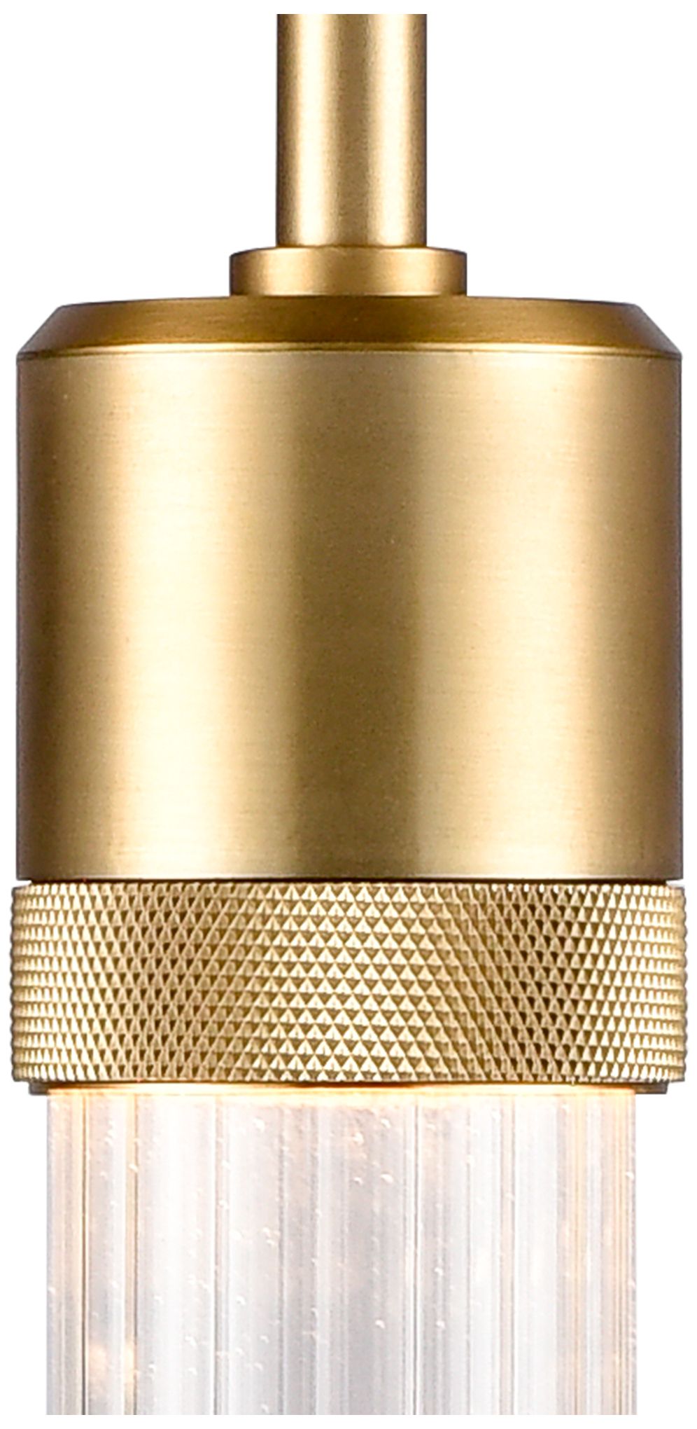 Image 3 Zigrina 3" LED 3CCT Cylindrical Pendant, 18" Fluted Glass Aged Br more views