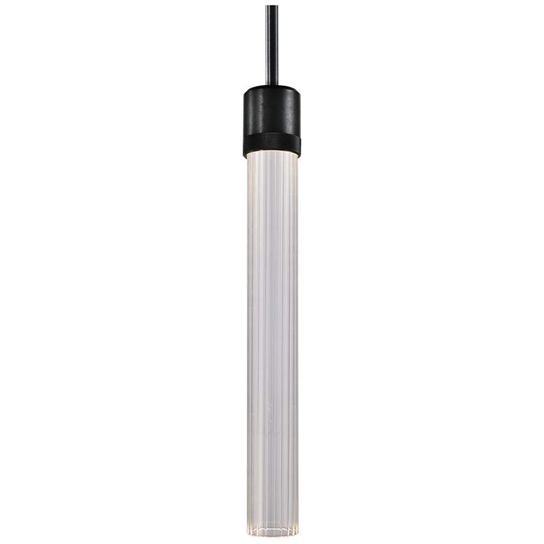 Image 1 Zigrina 3" LED 3CCT Cylindrical Pendant, 18" Fluted Glass and Bla