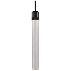Zigrina 3" LED 3CCT Cylindrical Pendant, 18" Fluted Glass and Bla