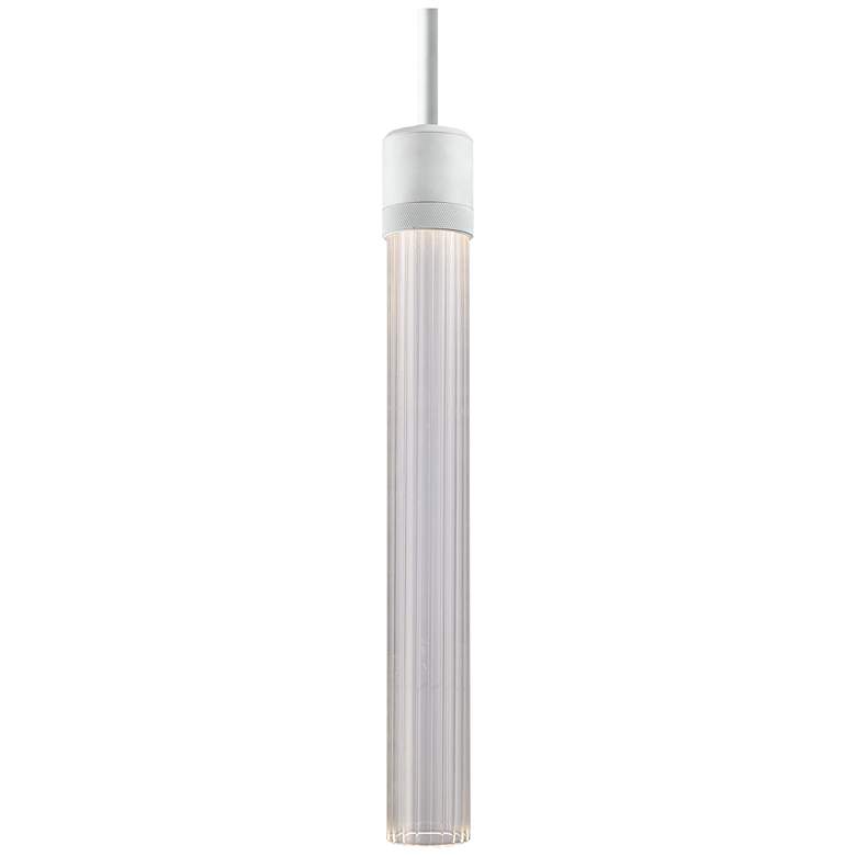 Image 1 Zigrina 3 inch LED 3CCT Cylindrical Pendant, 18 inch Fluted Glass, White 
