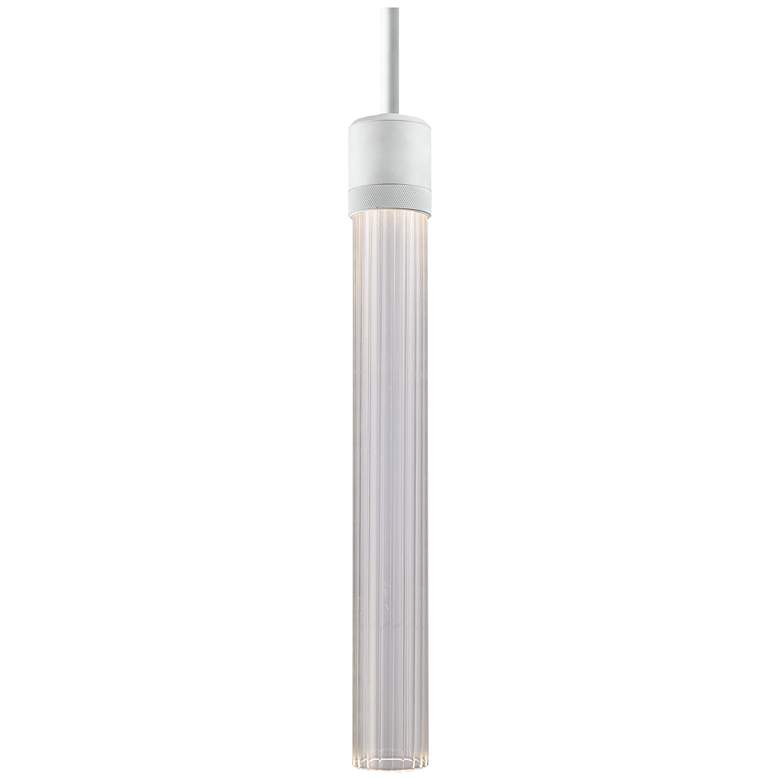 Image 1 Zigrina 3" LED 3CCT Cylindrical Pendant, 18" Fluted Glass, White