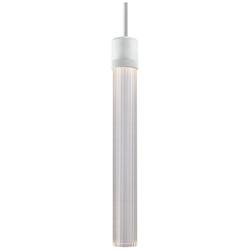 Zigrina 3&quot; LED 3CCT Cylindrical Pendant, 18&quot; Fluted Glass, White