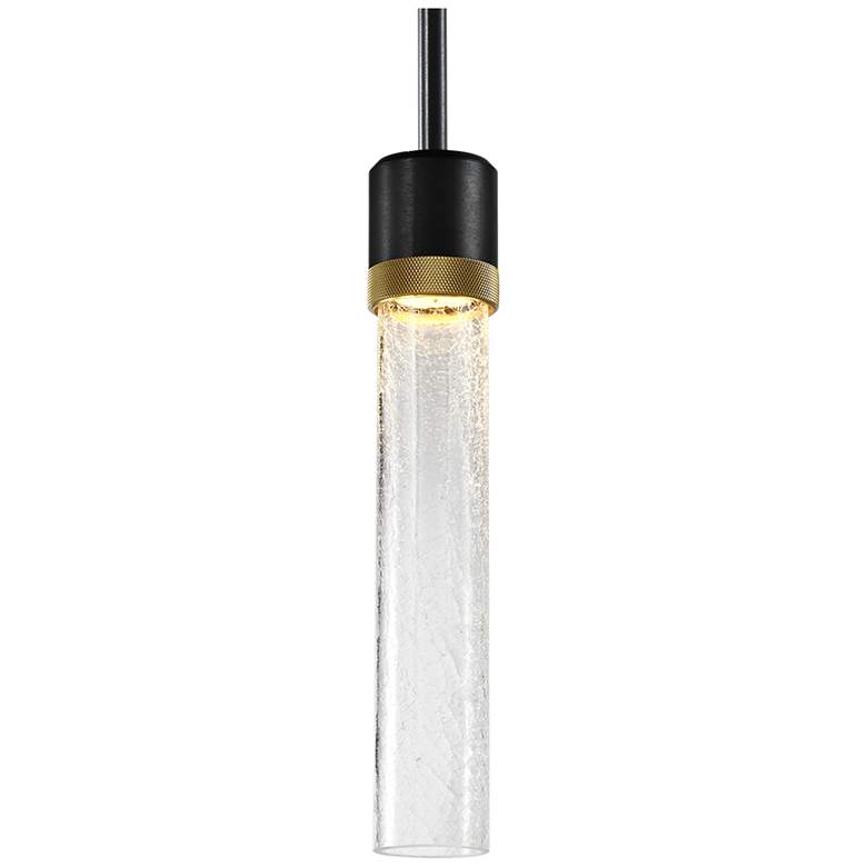 Image 1 Zigrina 3" LED 3CCT Pendant, 12" Clear Crackle Glass, Black &