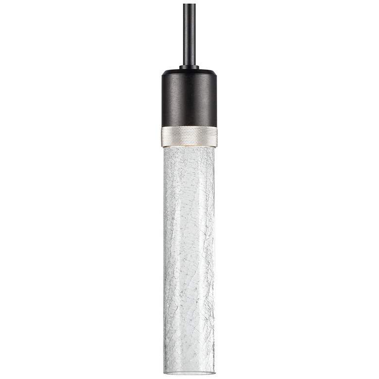 Image 1 Zigrina 3" LED 3CCT Pendant, 12" Clear Crackle Glass, Black &