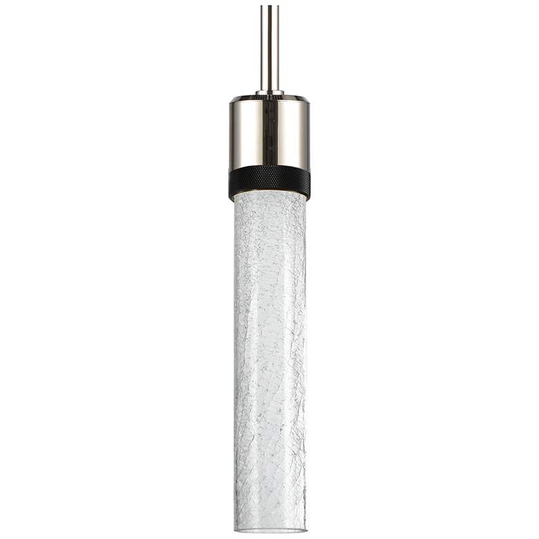Image 1 Zigrina 3" LED 3CCT Pendant, 12" Clear Crackle Glass, Nickel &