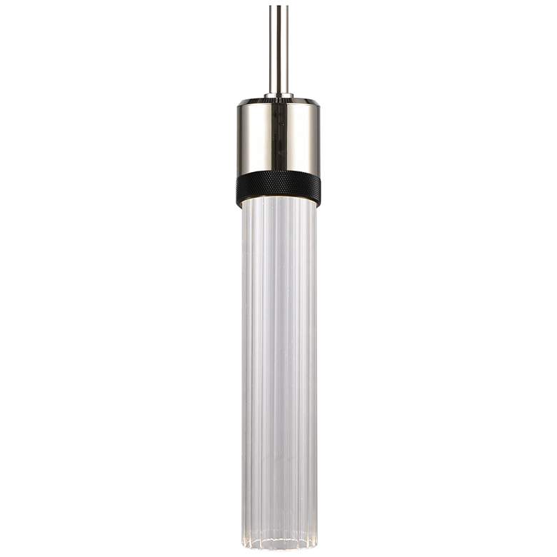Image 1 Zigrina 3" LED 3CCT Pendant, 12" Clear Fluted Glass, Nickel &