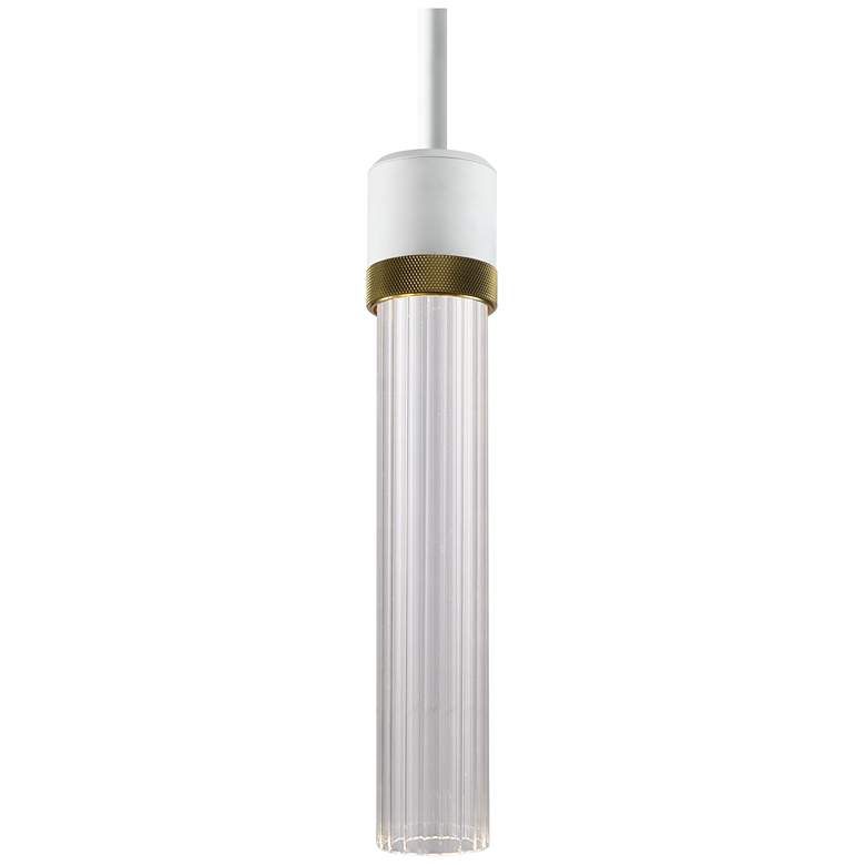 Image 1 Zigrina 3 inch LED 3CCT Pendant, 12 inch Clear Fluted Glass, White &#38; 