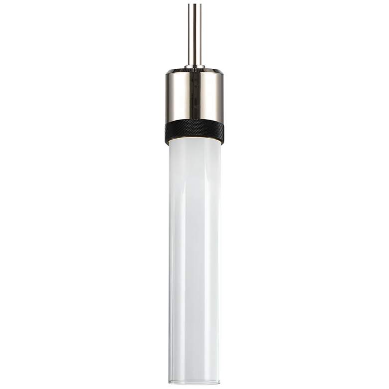 Image 1 Zigrina 3" LED 3CCT Pendant, 12" Clear Glass, Nickel & Black