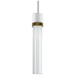 Zigrina 3" LED 3CCT Pendant, 12" Clear Glass, White with Aged Bra