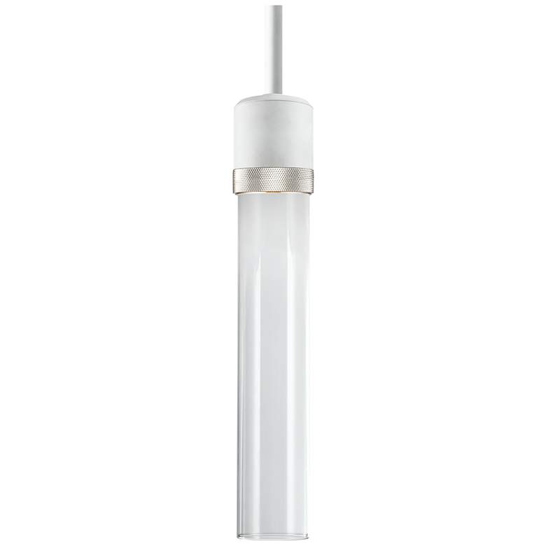 Image 1 Zigrina 3" LED 3CCT Pendant, 12" Clear Glass, White with Nickel F