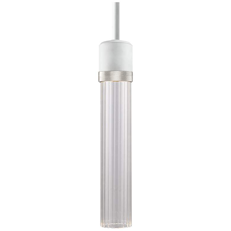 Image 1 Zigrina 3 inch LED 3CCT Pendant, 12 inch Fluted Clear Glass, White &#38; 