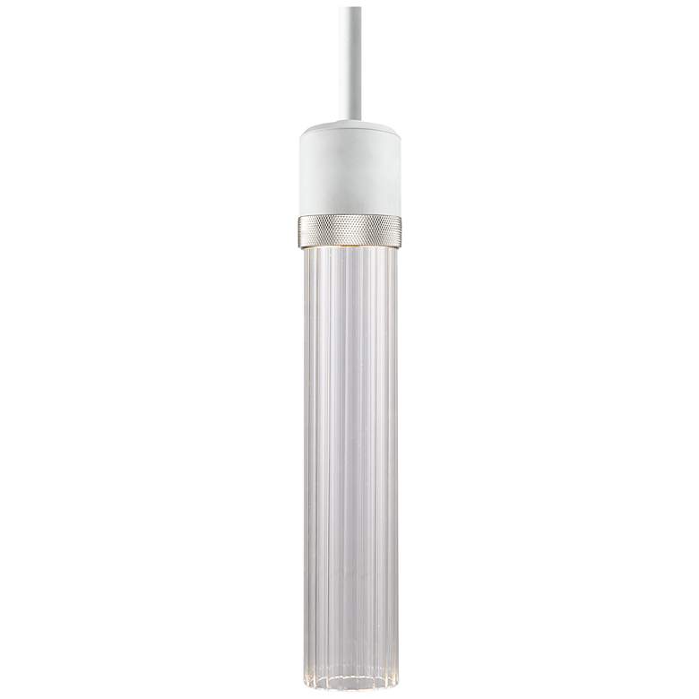 Image 1 Zigrina 3" LED 3CCT Pendant, 12" Fluted Clear Glass, White &