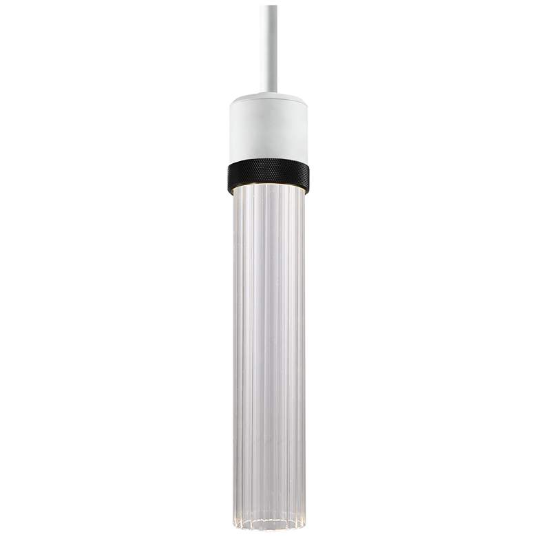 Image 1 Zigrina 3 inch LED 3CCT Pendant, 12 inch Fluted Glass, White with Black F