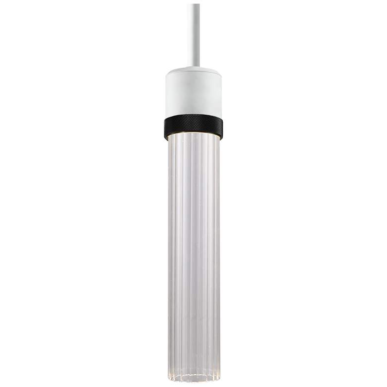 Image 1 Zigrina 3" LED 3CCT Pendant, 12" Fluted Glass, White with Black F