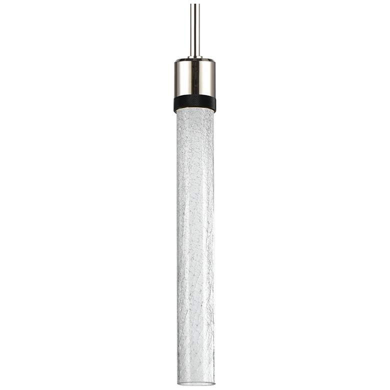 Image 1 Zigrina 3" LED 3CCT Pendant, 18" Clear Crackle Glass, Nickel &