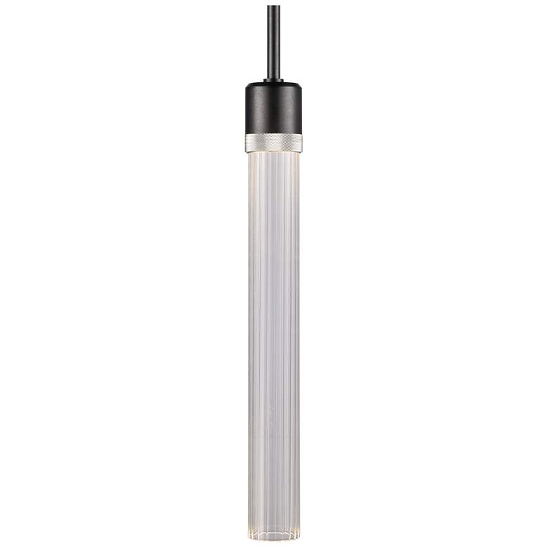 Image 1 Zigrina 3" LED 3CCT Pendant, 18" Clear Fluted Glass, Black &