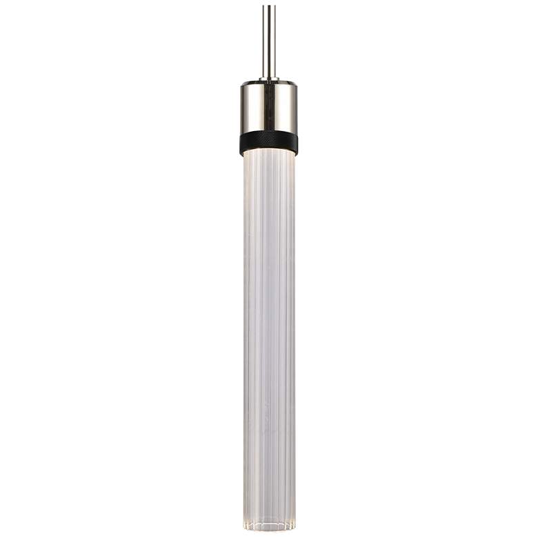 Image 1 Zigrina 3" LED 3CCT Pendant, 18" Clear Fluted Glass, Nickel &
