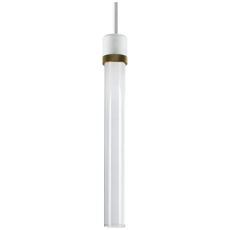 Image 1 Zigrina 3" LED 3CCT Pendant, 18" Clear Glass, White & Aged Br
