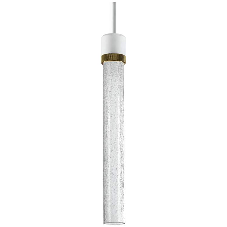 Image 1 Zigrina 3 inch LED 3CCT Pendant, 18 inch Crackle Glass, White &#38; Aged 
