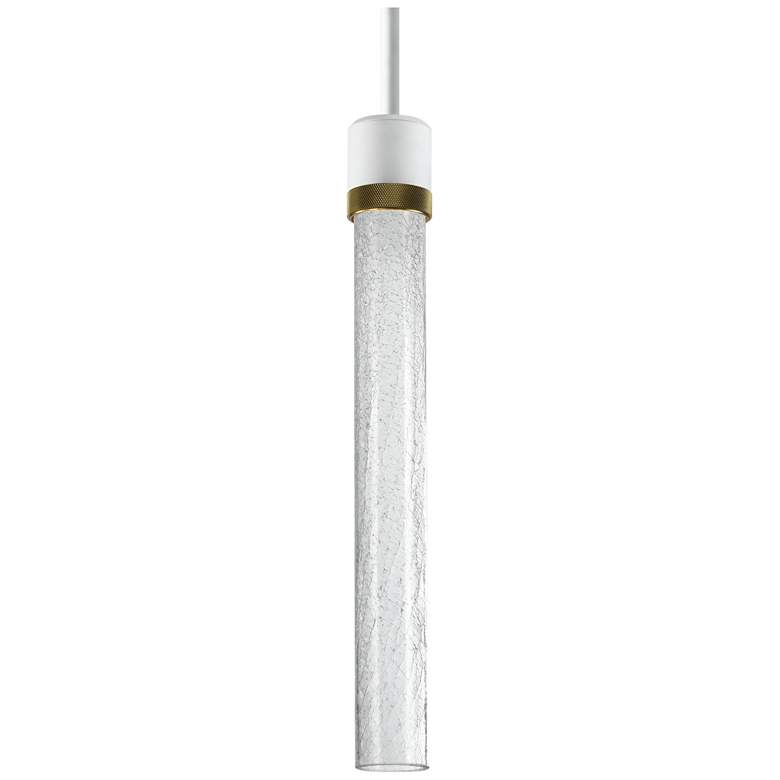 Image 1 Zigrina 3" LED 3CCT Pendant, 18" Crackle Glass, White & Aged