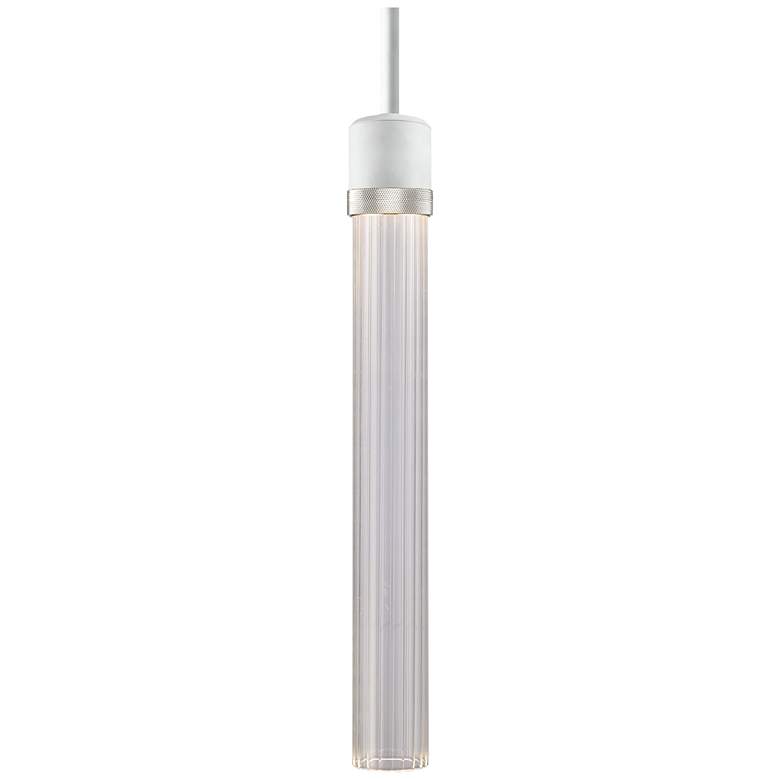 Image 1 Zigrina 3 inch LED 3CCT Pendant, 18 inch Fluted Clear Glass, White &#38; 