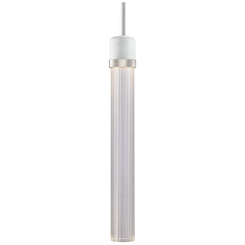 Image 1 Zigrina 3" LED 3CCT Pendant, 18" Fluted Clear Glass, White &