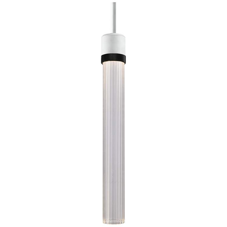 Image 1 Zigrina 3" LED 3CCT Pendant, 18" Fluted Glass, White with Black F