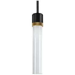 Zigrina 3" LED 3CCT Vertical Pendant, 12" Clear Glass, Black &