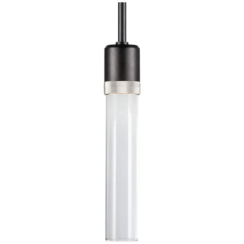 Image 1 Zigrina 3" LED 3CCT Vertical Pendant 12" Clear Glass, Black &