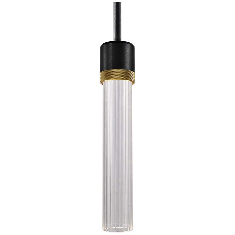Image 1 Zigrina 3" LED 3CCT Vertical Pendant 12" Fluted Glass, Black &