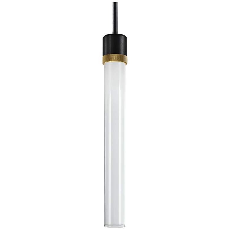Image 1 Zigrina 3" LED 3CCT Vertical Pendant, 18" Clear Glass, Black &