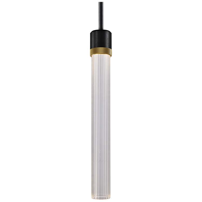 Image 1 Zigrina 3" LED 3CCT Vertical Pendant 18" Fluted Glass, Black &