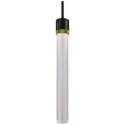 Zigrina 3" LED 3CCT Vertical Pendant 18" Fluted Glass, Black &