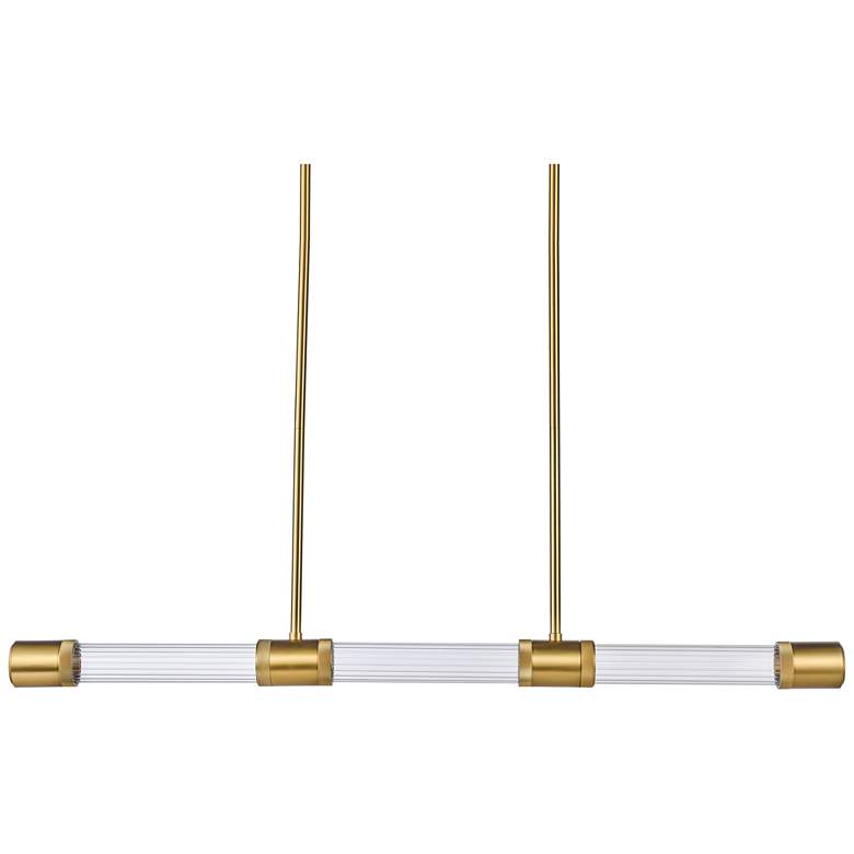 Image 1 Zigrina 48" LED 3CCT Linear Pendant, Clear Fluted Glass and Brass Fini