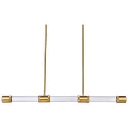 Zigrina 48" LED 3CCT Linear Pendant, Clear Fluted Glass and Brass Fini