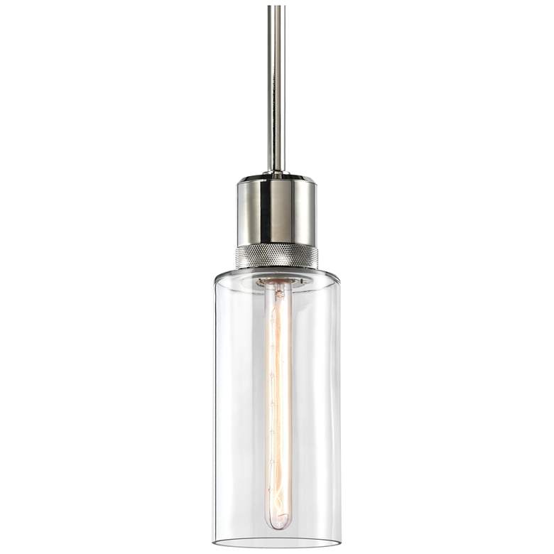 Image 1 Zigrina 6" E26 Cylindrical Drum Pendant, 12" Clear Glass and Nick