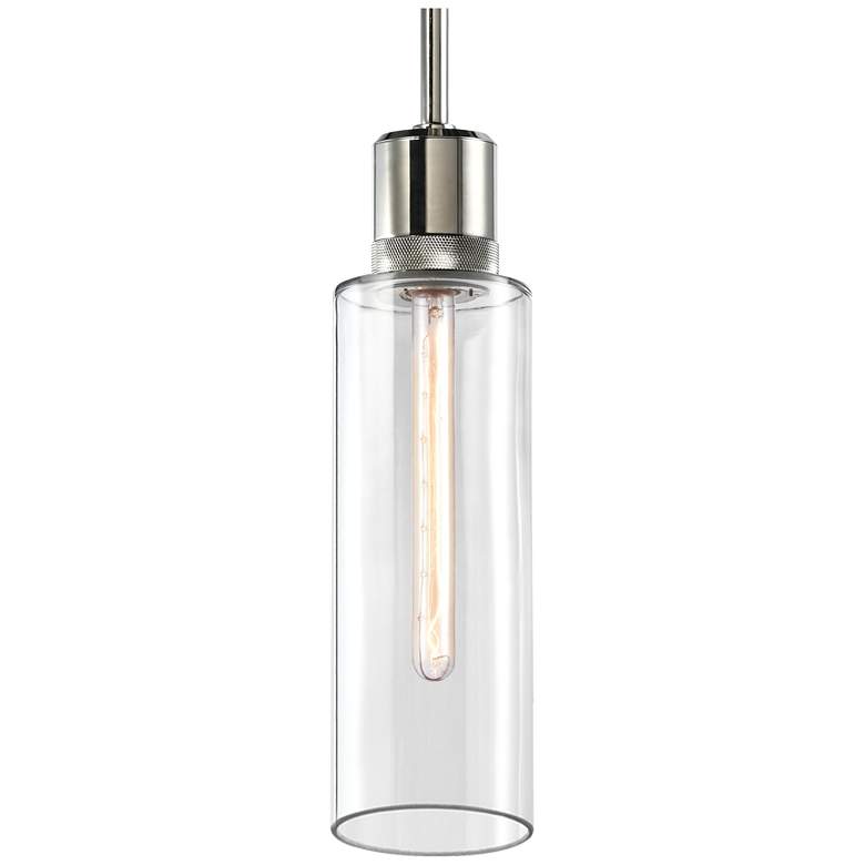 Image 1 Zigrina 6" E26 Cylindrical Drum Pendant, 18" Clear Glass & Ni