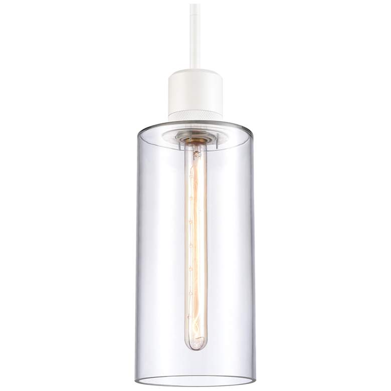 Image 1 Zigrina 6 inch E26 Cylindrical Pendant, 12 inch Clear Glass and White Met