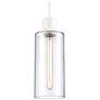 Zigrina 6" E26 Cylindrical Pendant, 12" Clear Glass and White Met