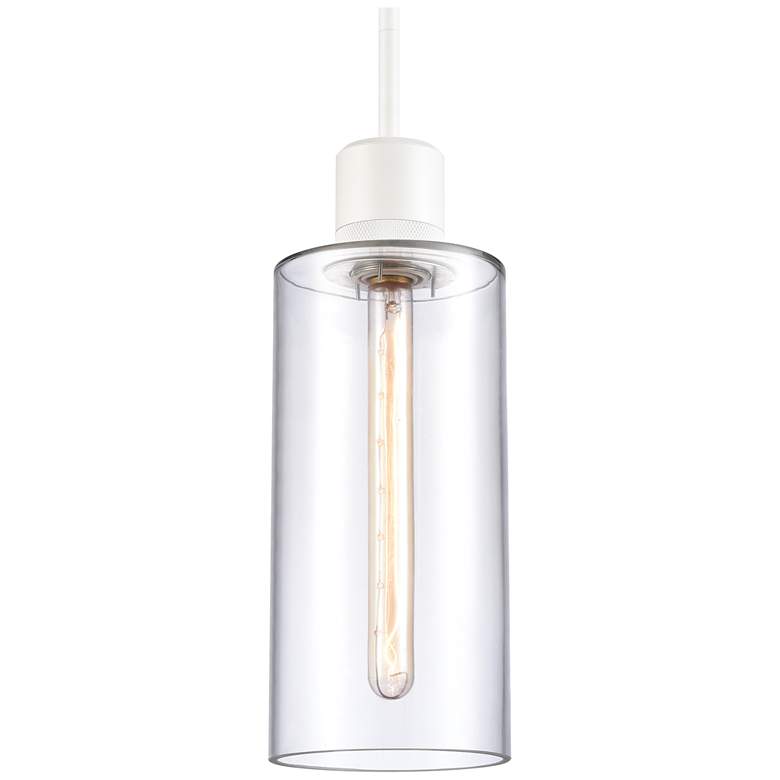 Image 1 Zigrina 6" E26 Cylindrical Pendant, 12" Clear Glass and White Met